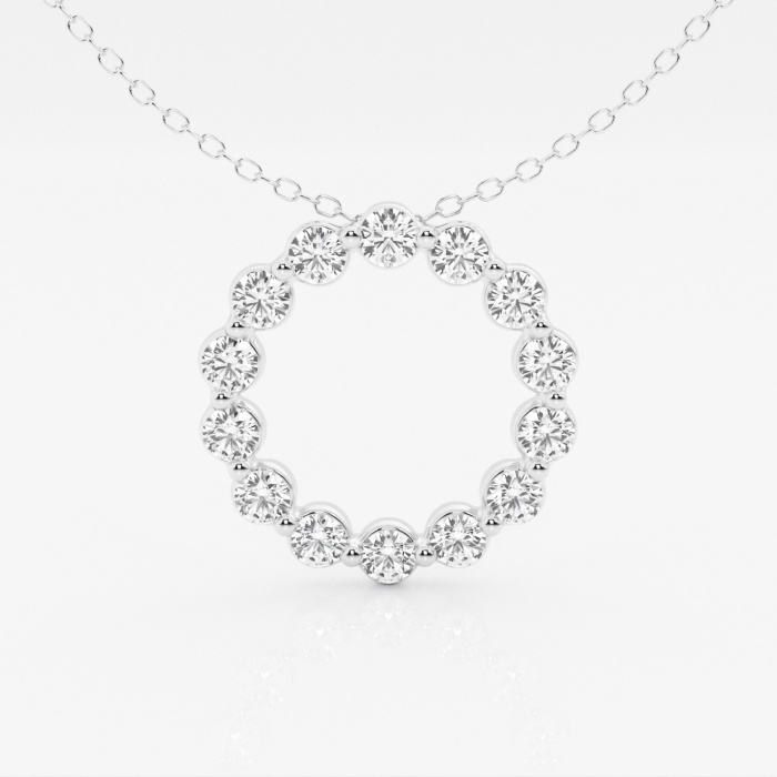 1 ctw Round Lab Grown Diamond Circle Fashion Pendant with Adjustable Chain